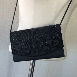 La Regale vintage purse black beaded flapper glam formal artsy goth